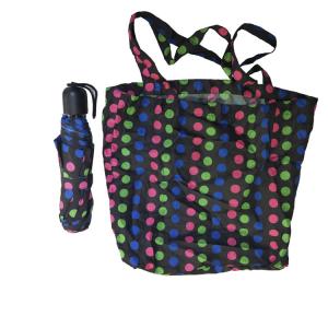 Manual Open pongee 3 Folding Umbrella With Tote Bag