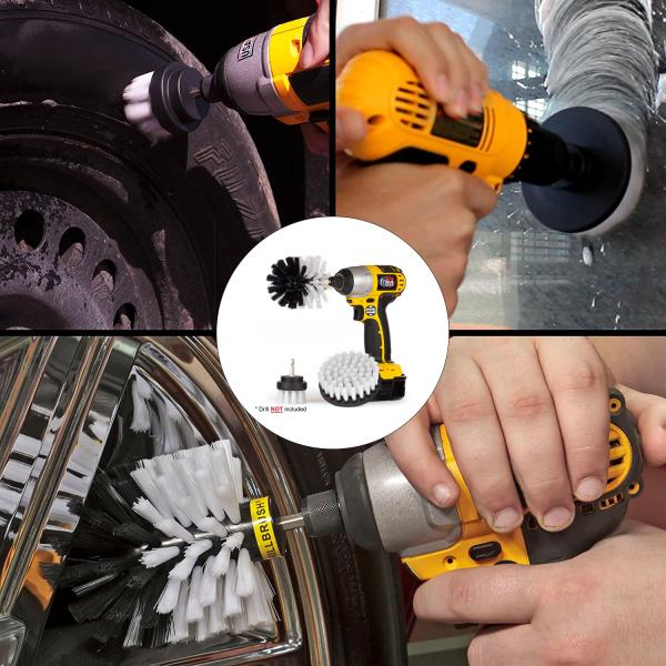 White 2.5inch Drill Scrub Brush Power Scrubbing Brush Drill Attachment For Car Detailing