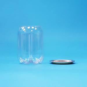 Transparent Clear Plastic PET Easy Open Cans Food Grade For Beverages Soda Drink