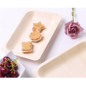 FDA Rectangle Disposable Wooden Plates For Party Buffet Serving 125×95×15mm