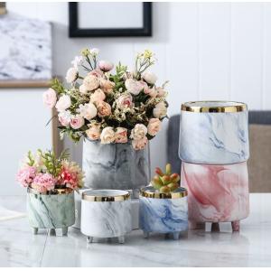 Quality Marbled Succulent Flowerpot Mini Tripod Ceramic Flowerpot Vase for sale