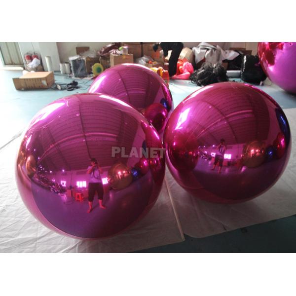 Rosed Red PVC Floating Inflatable Reflective Mirror Ball Christmas Inflatable Sphere Mirror Balloon