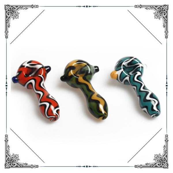 Heady Glass Spoon Pipe Camouflage Color Tobacco Handpipes For Sale