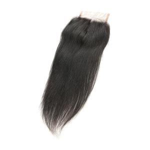 Smooth Long Human Hair Lace Closure / Silk Base Closure Weave Double Weft