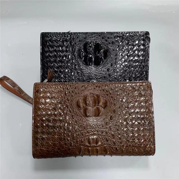 Knitted Designer Genuine Alligator Skin Men Woven Clutch Purse Authentic Crocodile Leather Male Large Wristlets Bag