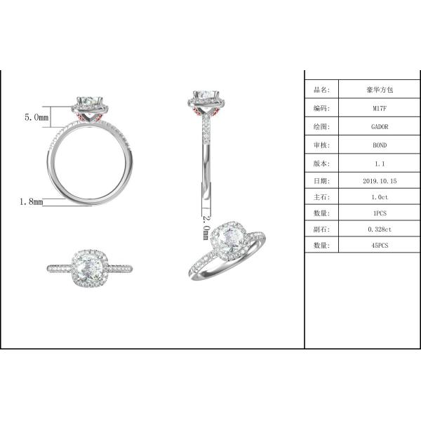 Square Cut Bridal Women Moissanite Square Diamond Gold with Silver Romantic Wedding Ring