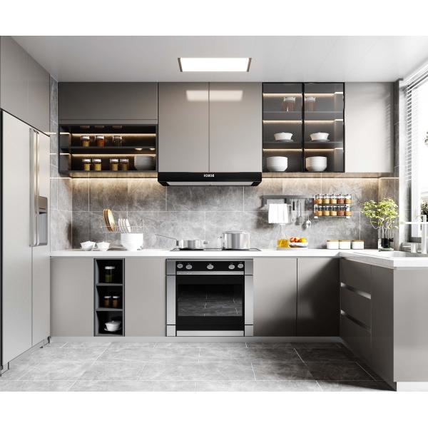 Modern Pvc Door kitchen Cucina Complete plywood Pantry Cupboard Cabinet