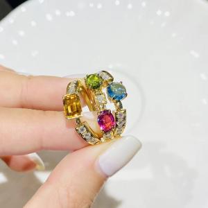China Women's 0.2ct 18k Gold Natural Colored Gemstone Ring on sale