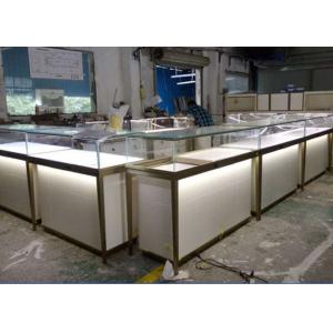 China Wooden Cabinet Jewelry Showcase Kiosk Half Stainless Steel Metal Frame on sale