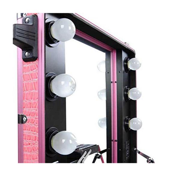 Buy Pink Pro Rolling Studio Cosmetic Makeup Case with Light at wholesale prices