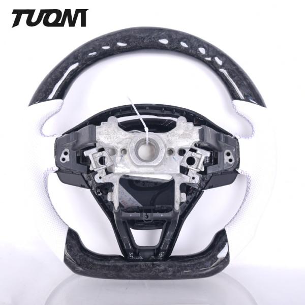 Honda Accord Forged Carbon Fiber Steering Wheel With LED Display White Leather