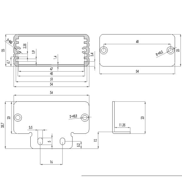Laser Silkscreen 54*23*80mm Extruded Aluminum Project Box