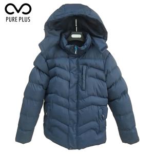 Durable Windproof Mens Blue Padded Jacket With Detachable Hoody