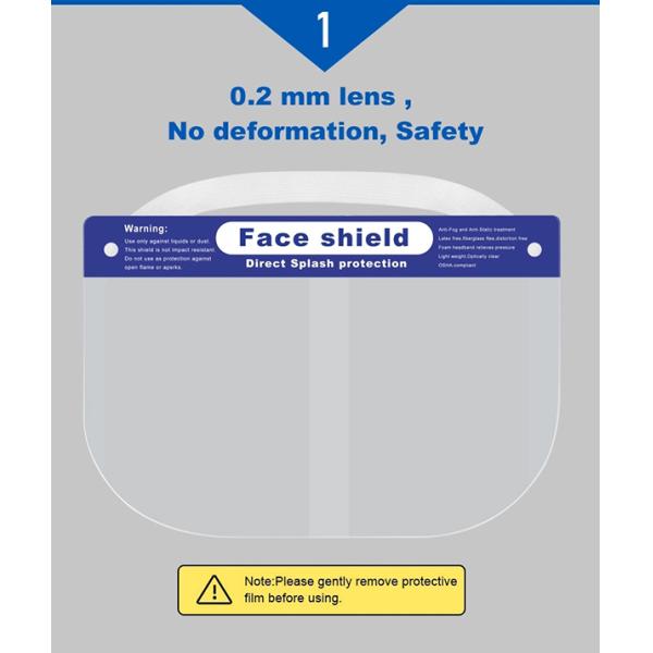 Head - Mounted Face Shield Visor , Blue Anti - Fog Reusable HD Protection Face Mask