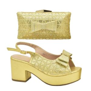 Quality Supoo SB3575 Nigerian High Heel Shoes and Matching Bags for African Wedding Attire for sale