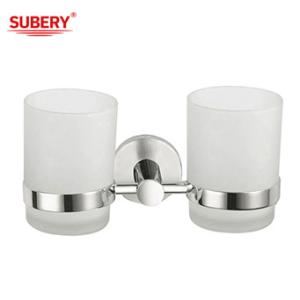 SUS 304 Double Tumbler Holder Glass Polished Chrome OEM ODM