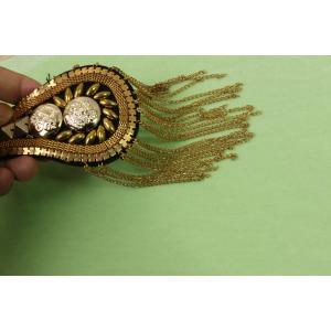 Metal Tassel Custom Design Embroidered Patches 95mm Width 3D Epaulettes