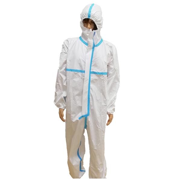 Buy White Disposable Protective Gowns / Breathable Disposable Coveralls at wholesale prices