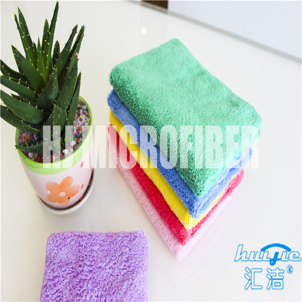 Super soft piped 80% polyester and 20% polyamide 40*60cm square coral fleece kitchen cleaning towel
