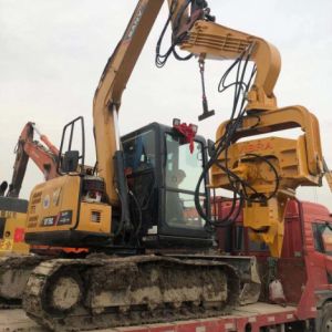 12m Pneumatic Excavator Mounted  Sheet Pile Driving Machine