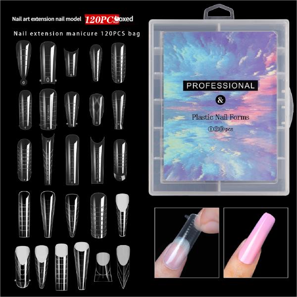 27 Styles Clear Dual Forms Stiletto Straight Square Nail Tips Finger UV Gel Nail Extension Mold Quick Building Gel Nail Form