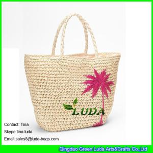 Quality LUDA natural paper straw crochet embroidery tote bag for sale