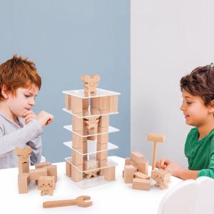 Children'S Stacked Solid Pine Wooden Building Block
