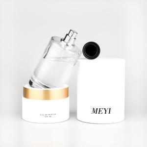 Quality 100ml Empty Perfume Bottle Round Clear Glass Spray Cosmetic for sale