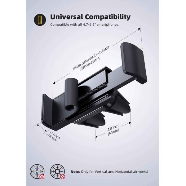 Adjustable Angle 85mm Retractable Cradle Air Vent Phone Mount For Car