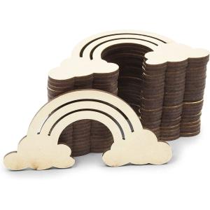Unfinished Wood Cutouts for Crafts, Rainbow Clouds