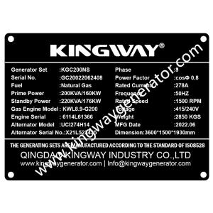 Cummins Engine Kingway 125KVA Silent Natural Gas Generator For Sale