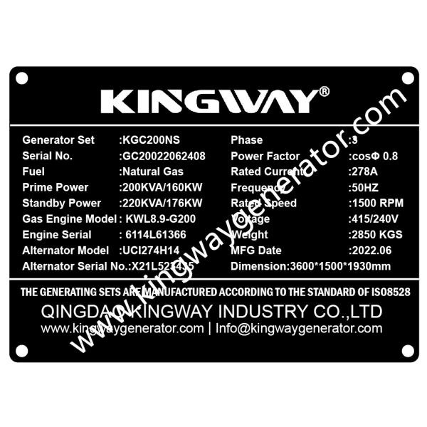 Cummins Engine Kingway 125KVA Silent Natural Gas Generator For Sale