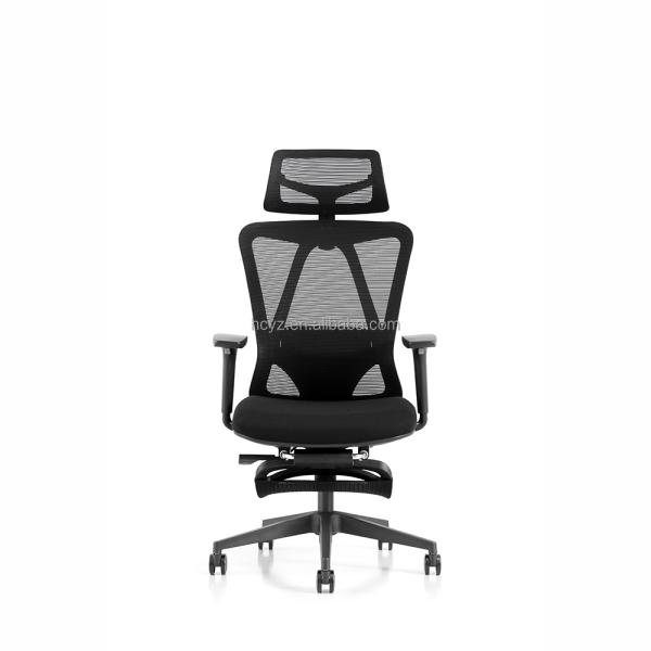 W710D700H1120-1280MM Stainless Steel Office Recliner Chair with Footrest and Mesh Design