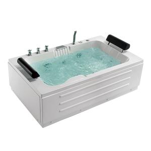 China ABS Freestanding White Acrylic Corner Bathtub Rectangular 2 People on sale