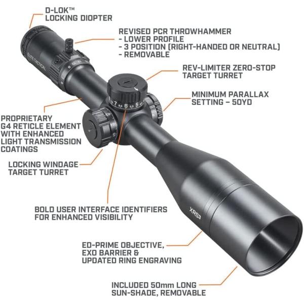 Aluminum Elite Tactical 6-36x56 XRS3 Riflescope With ED Prime Objective