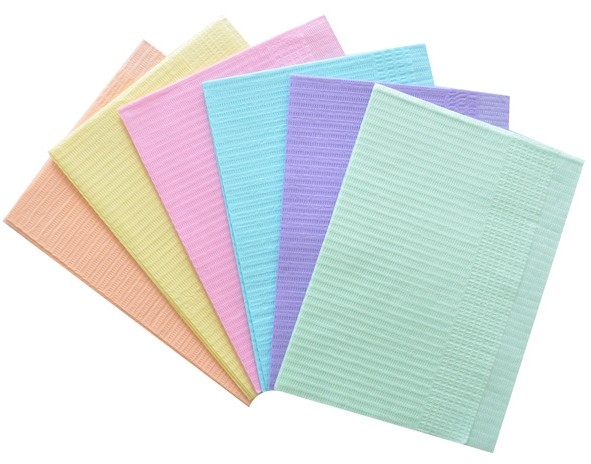 3 Ply 33x45cm Thin Film Colorful Disposable Adult Bib Waterproof
