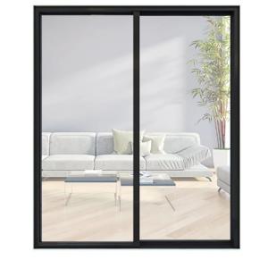China SKATE Aluminium Narrow Frame Glass Double Sliding Doors With Rolling Pull Opening Method on sale