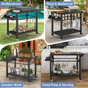 Moveable Pizza Oven Stand Table for Outdoor Grill Grill Type 5 People Metal Type