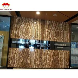 Polished Black Sea Onyx Marble Translucent Texture for Interior Wall Panel