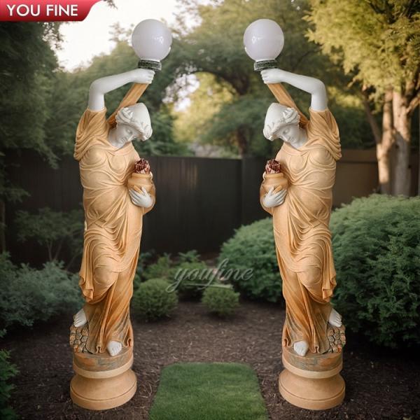 Buy Home Decor Marble Lady Statue with Lamp at wholesale prices