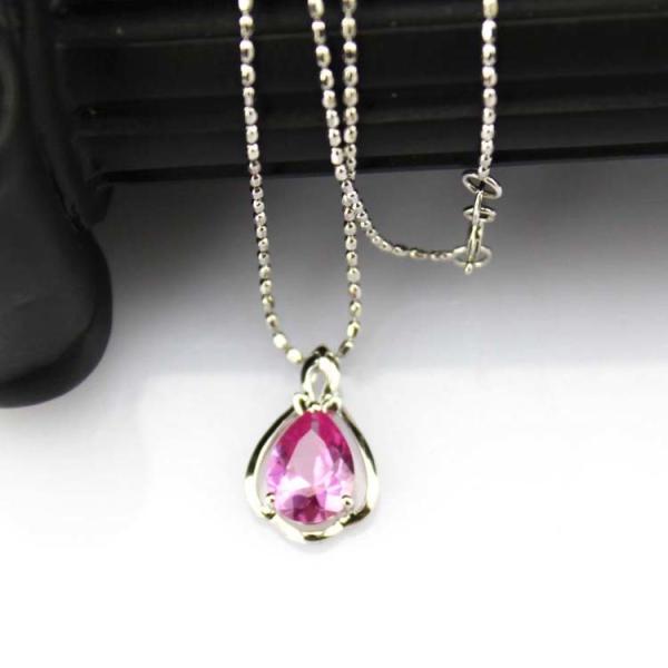 Women Jewelry 18K Rose Gold Plated 925 Silver 8mmx10mm Pear Pink Cubic Zircon Pendant(PSJ0421)
