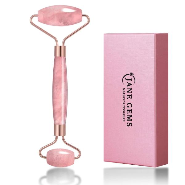 Crystal Stone Rose Quartz Jade Roller For Facial Treatment / Eliminate Edema