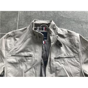 Mens Stone Color Woven Fabric Jacket With Metal Zip Through TW59378