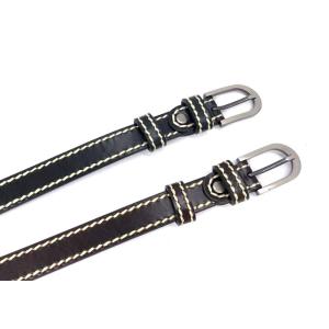 Eco - Friendly Womens Genuine Leather Belt / Slim Black Leather Belt