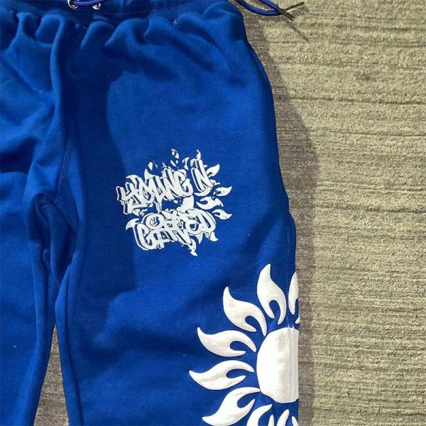 Custom Trouser Joggers 3d Puff Print Sweat Acid Wash Cotton Jogger Track Vintage Pants Men Sun Faded Baggy Wide Leg Sweatpants