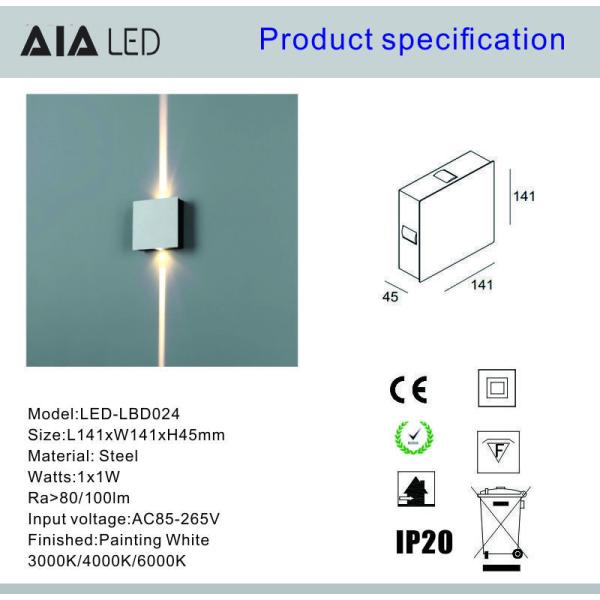 Steel inside 2x1W IP20 modern LED wall light /LED decoration wall light for showroom