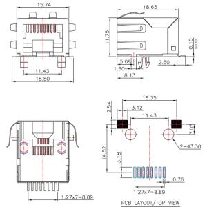 3004CC6605 Low-Profile RJ45 Jack LPJE8802CNL Surface Mounting SMD