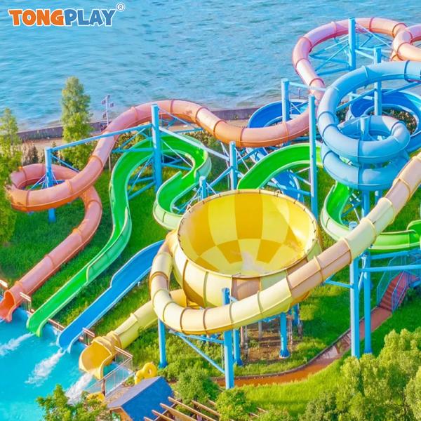 Buy Commercial Use Fiberglass Water Park Slides with 500kg Max Capacity and 12-month Warranty in Customized Colors at wholesale prices
