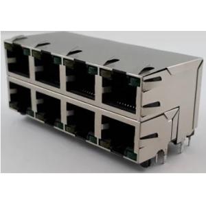 Quality Stacked 2x4 RJ45 Modular Jacks RJSAE538A08 Shielded With EMI Tabs for sale