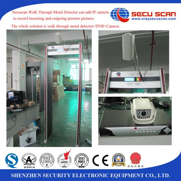 People Screening and walk through Metal Detectors Gate for embassy, shopping